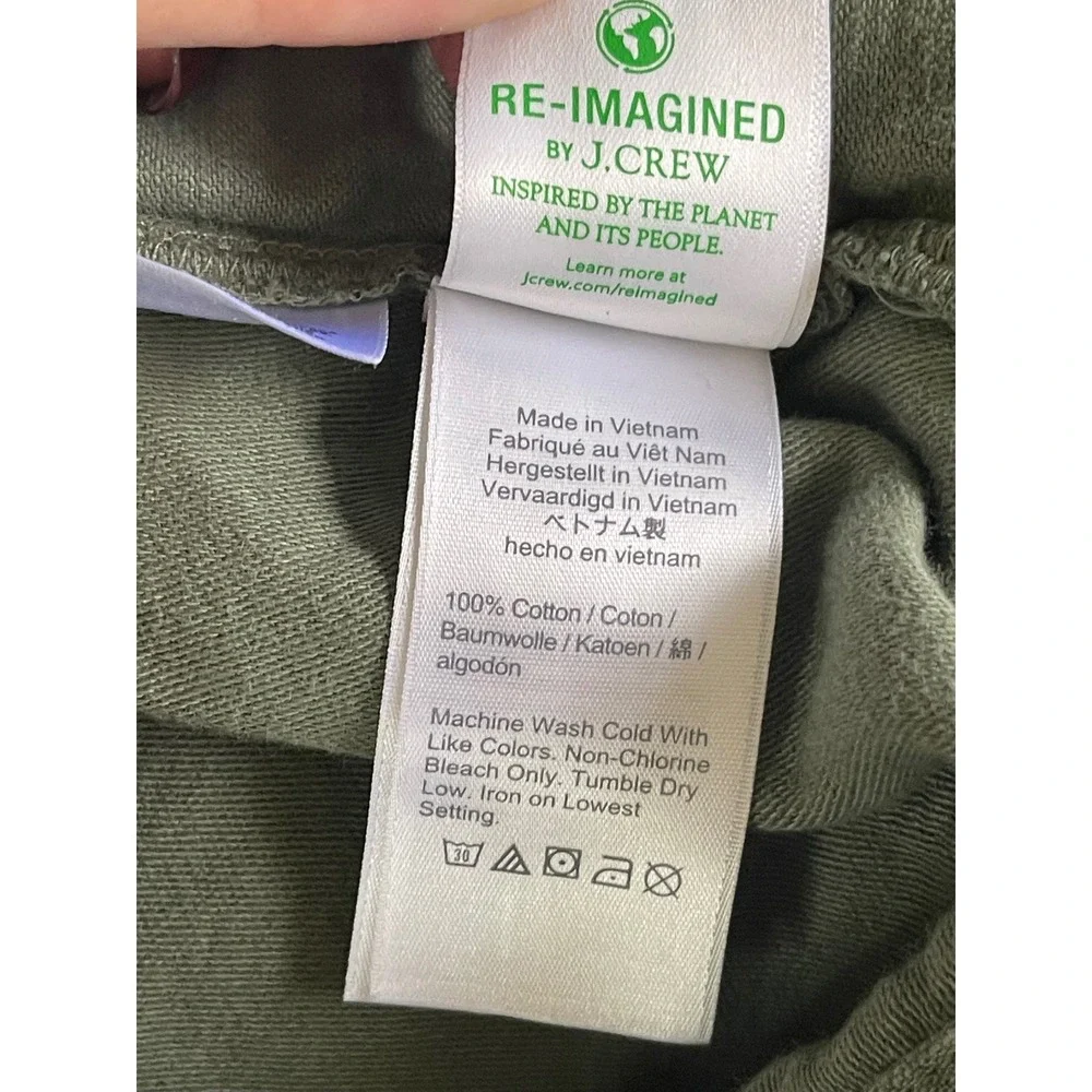 J. Crew Utility‎ Pants Women's 8 Green Drawstring Elastic Waist Straight Leg